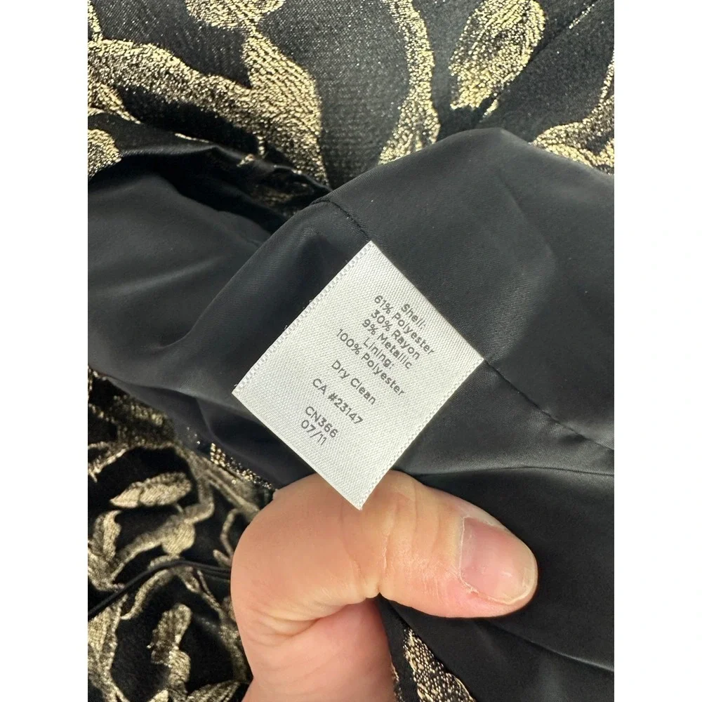 Talbots Gold Brocade Sheath Dress Size 12 Black Floral Metallic Quiet Luxury - Picture 4 of 8
